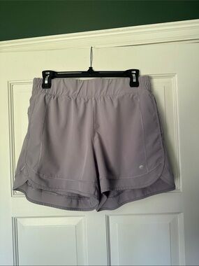 Apana Gray/Lavender Women’s Athletic Shorts with Layered Hem Size M